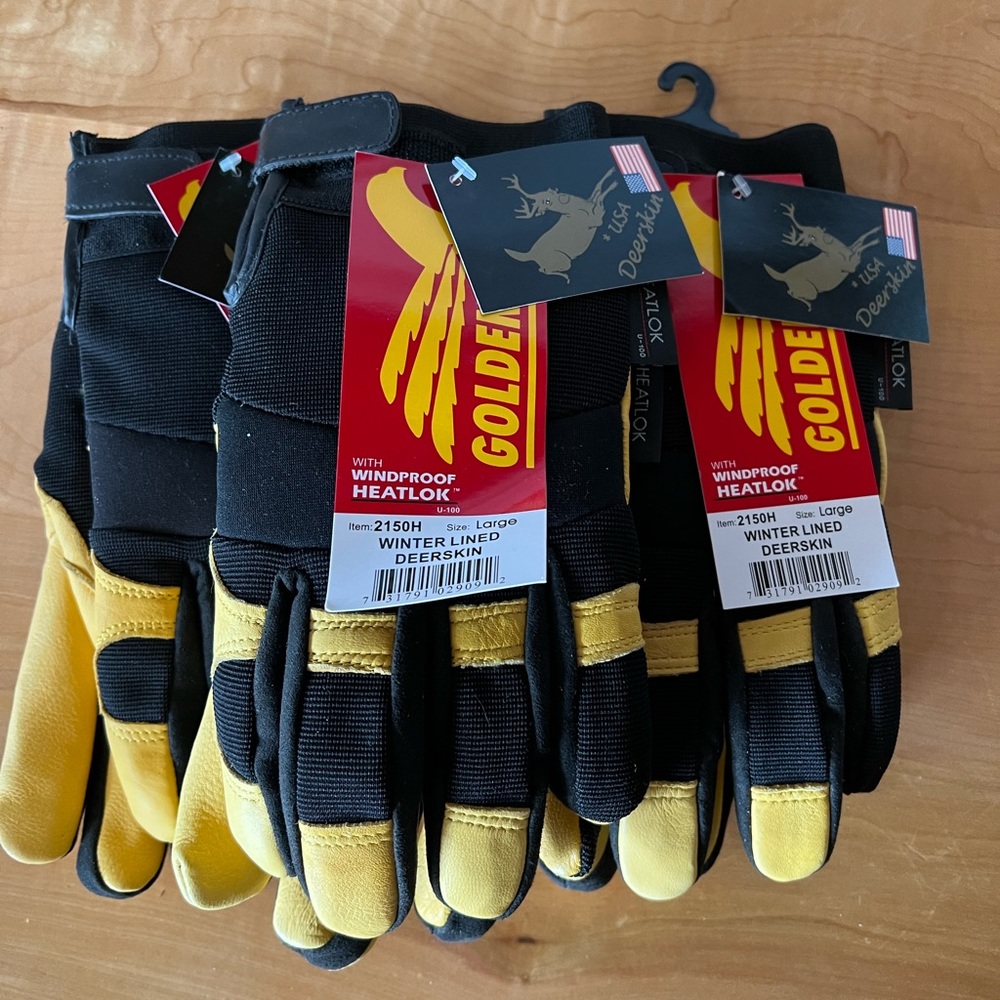NWT 3 PAIRS 🔥 Winter Lined Deerskin Gloves. Men’s size large.